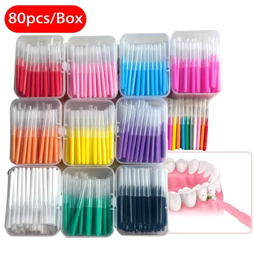 80 Pcs/Box I-type push pull interdental brush 0.6-1.5Mm